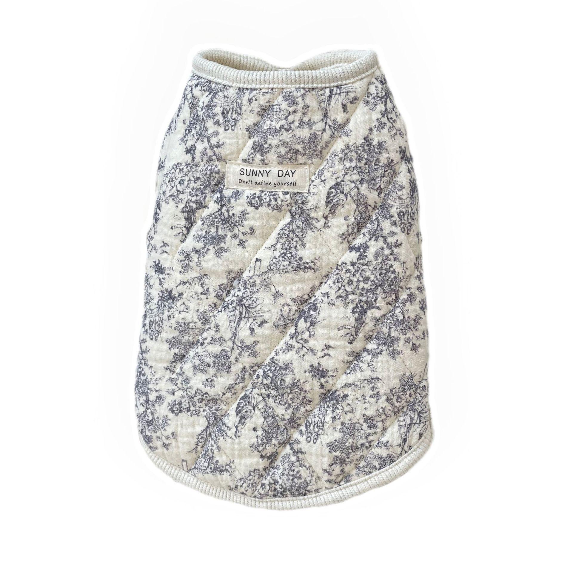 

Flying sleeve gauze pet clothes cotton loungewear small dog puppy dog autumn and winter clothing warm kitten cat clothes S