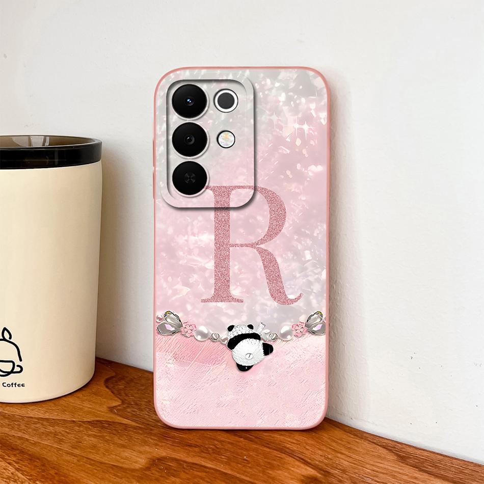For Realme C85 Pro Phone Case Cute Panda Letters Soft Liquid Silicone Lightweight Funda For Realme C 85 Camera Protection Cover