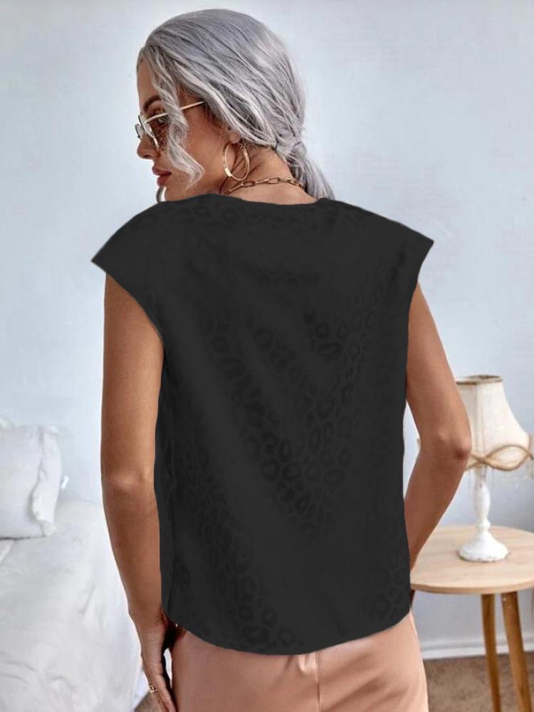 Leopard Print Jacquard Short Sleeve Women's Summer Top