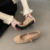 Mode Elegante Damen Schuhe mit runder Zehenpartie Barfuß Samt Mary Jane Schuhe Damen Tägliche Büro Slipper Slip-On Damen Ballerinas