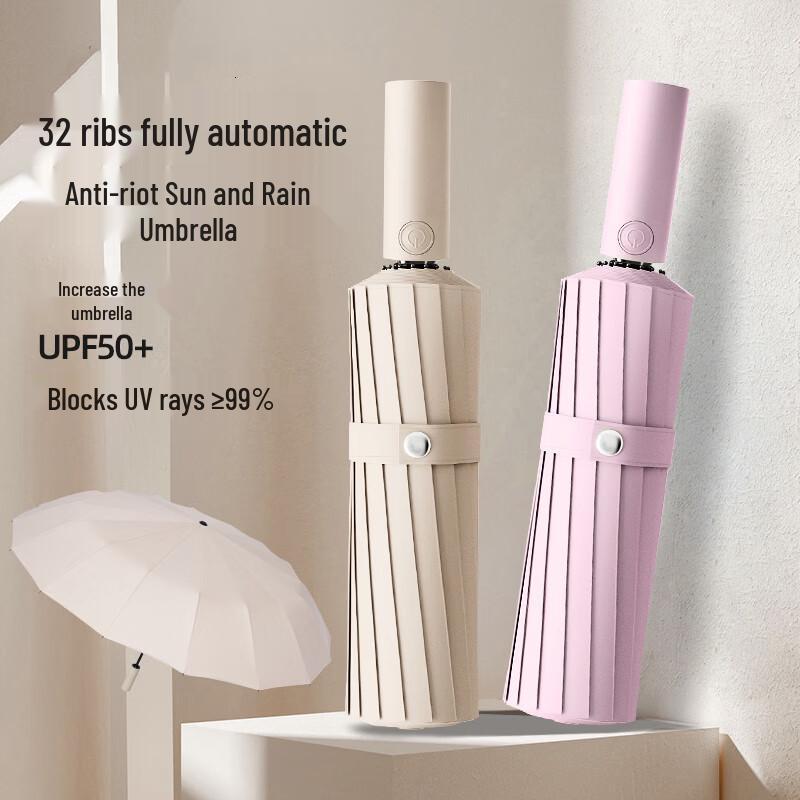 WH Fully Automatic Folding Umbrella for Rain and Sun