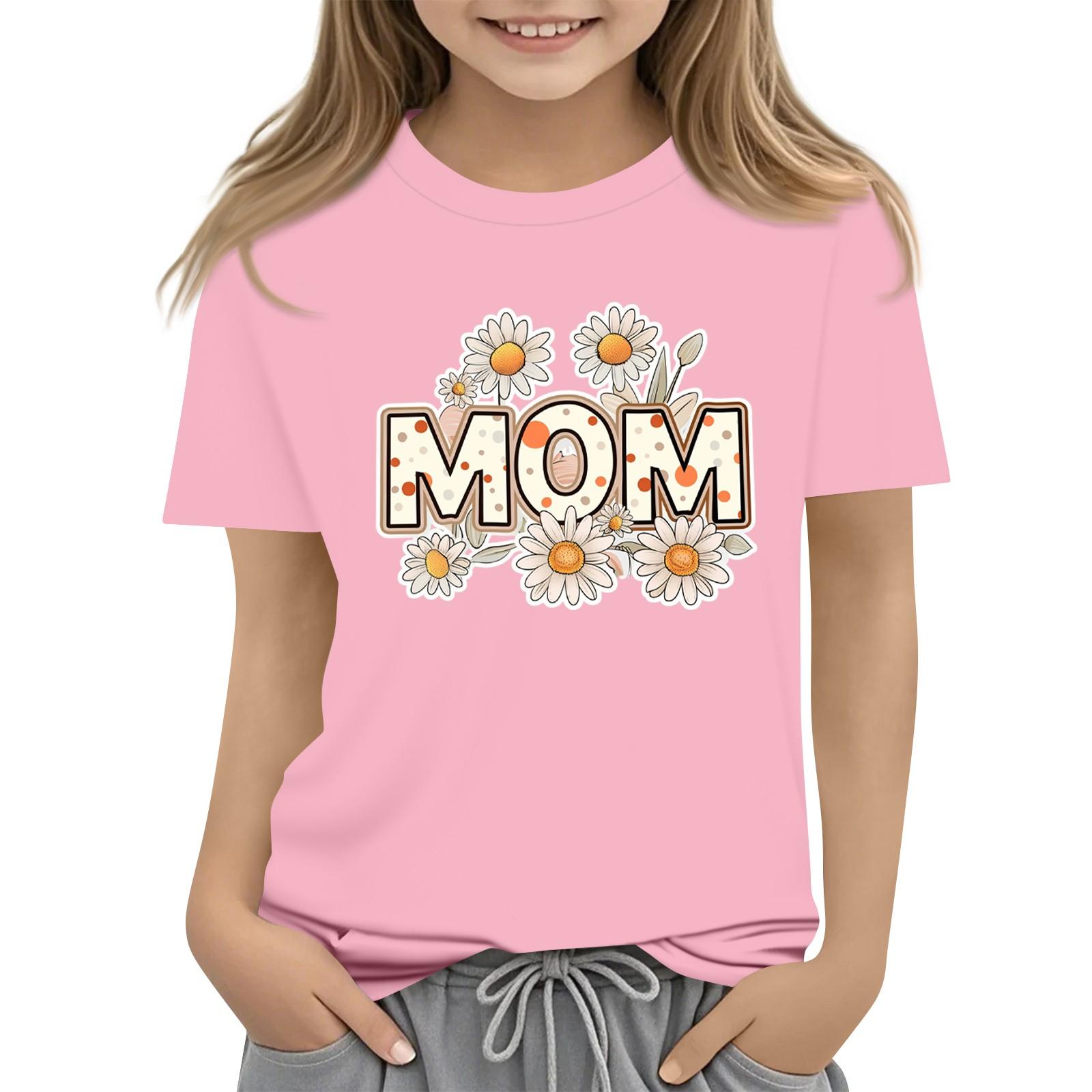 

Children s Fashion Daily Printed Round Neck Short Sleeved Casual T-shirt Top 150 розовый