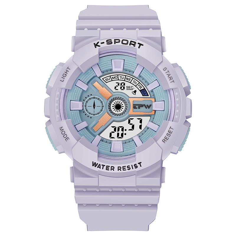 

Спортивные цифровые часы мужские ударопрочные водонепроницаемые двойные наручные часы светодиодный хронограф будильник мужские часы фиолетовый