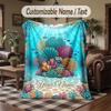 Underwater Coral Paradise 1 Theme Throw Blanket Custom Name Text Personalized Blanket Soft Cozy Blanket for Home Sofa Bed