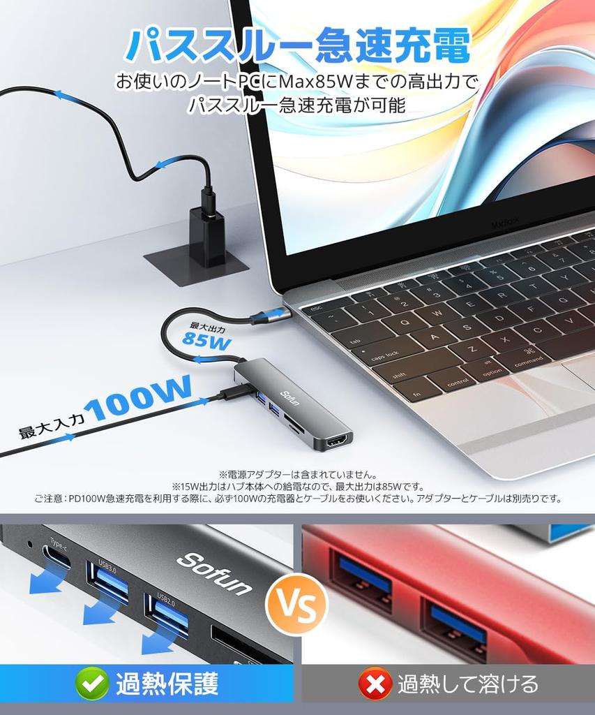 USB Hub HDMI Output 5Gbps USB USB 100W PD Docking Compatible with and Working from Home Type-C [4K & High-Speed Transfer] 6-in-1 Hub, 3.0, SD/TF