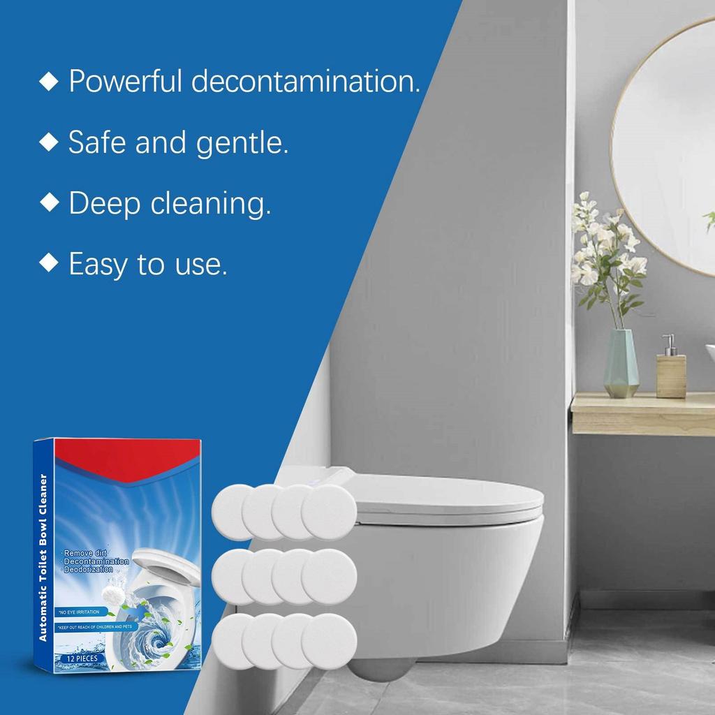 Toilet Bowl Cleaning Tablets, Toilet And Sink Stain Remover, Odor Eliminator, No Harsh Chemicals, Fresh Scent  12 Tabs