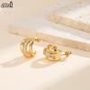 Effie Queen Stainless Steel 18k Gold Paw Shaped Zirconia Stud Earrings Cute Jewelry for Women Vacation Birthdays Gift STKE27