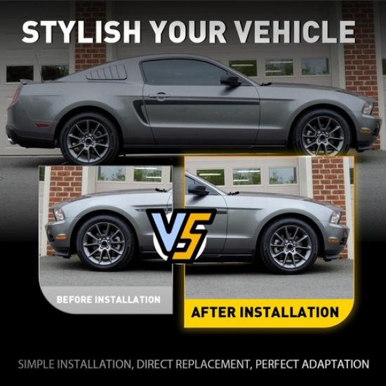 For 2010-2014 Ford Mustang Front Bumper Side Marker Light Housings Amber Covers