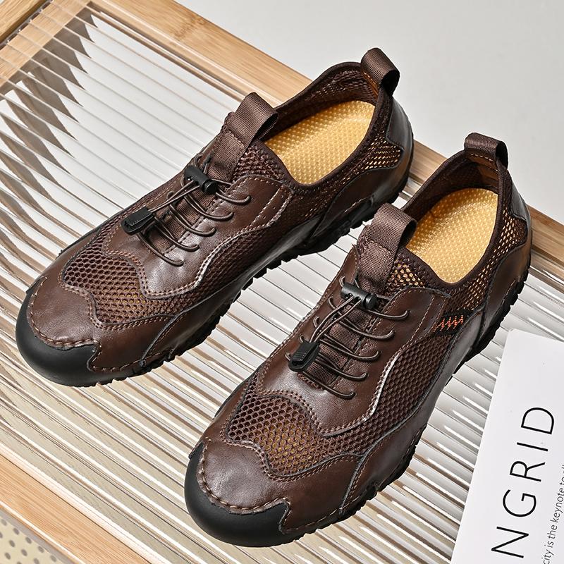 

Літні чоловічі повсякденні босоніжки Повсякденне взуття Взуття з дихаючої сітки 46 темно-коричневого кольору