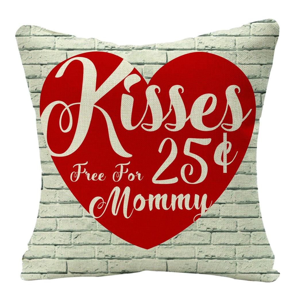 Plaid Valentine's Day Theme Linen Pillow Cover Home Sofa Pillow Cushion Hair Cover