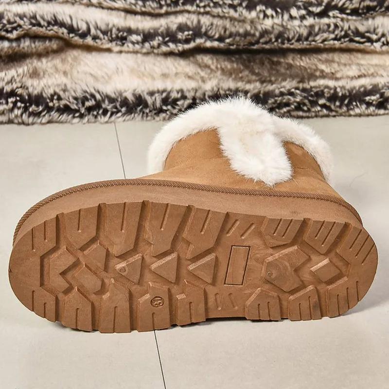 Thick Bottom Long Plush Snow Boots for Women 2024 Winter Chunky Platform Fur Ankle Boots Woman Non Slip Warm Cotton Padded Shoes