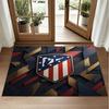 Atletico Madrid Design Crystal Velvet Rug Soft Decorative Mat for Bedroom Entrance