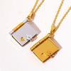 Stainless Steel Couple Book Pendant Necklace with Personalized Ins Titanium Steel Heart Opening and Closing Book Sweater Chain