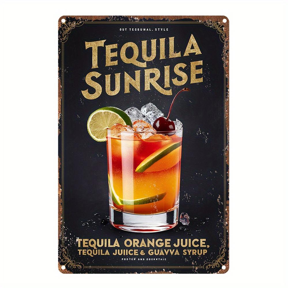 VintageStyle Aluminum Wall Art Sign  Tequila Sunrise Cocktail Recipe Metal Tin with Roostertail Design  PreDrilled Holes aluminum 20x30cm