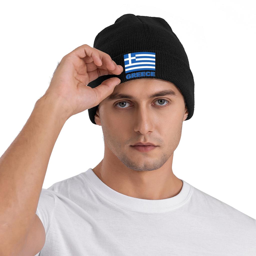 Greece Flag  Knit Hat  Street Caps Adult Unisex Kpop Beanie Hats Spring Graphic Thermal Elastic Bonnet Hats