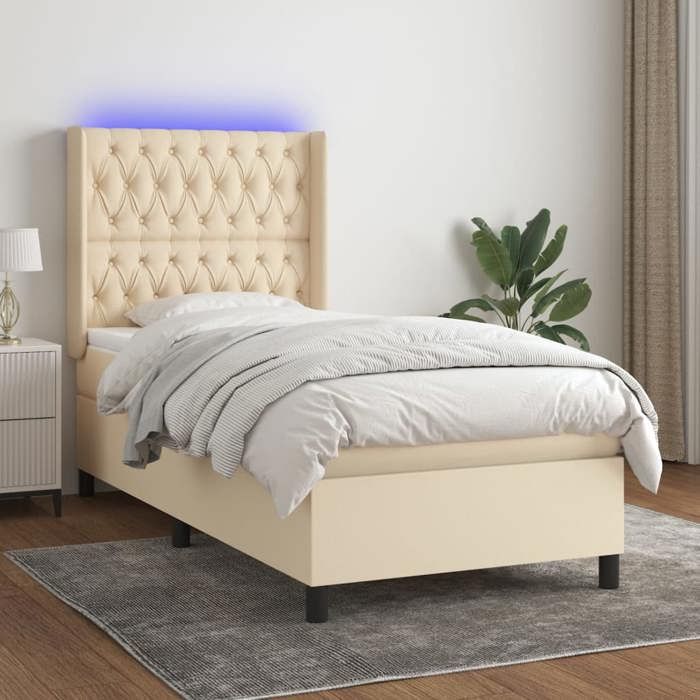VidaXL Bed Slatted Base with Mattress and LEDs, Upholstered Bed, Single Bed, Adult Bed for Interior Bedroom, 3138530