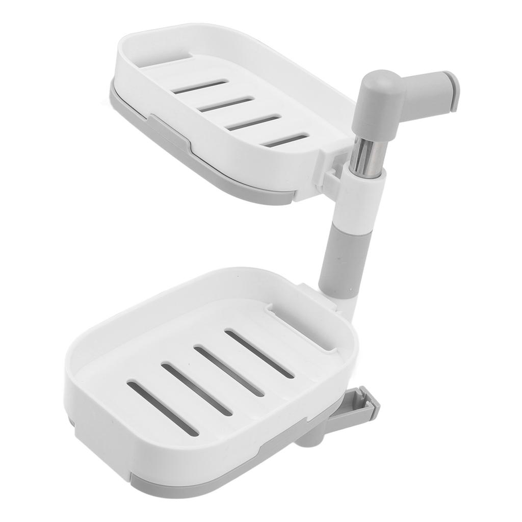 Soap Holder Detachable Two Layers Space Saving Wall Mounted Rotating Soap Dish for Bathroom Shower