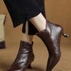 Vintage Pointed Toe Women Ankle Boots Fashion Thick Heel Shoes Concise Short Botas De Mujer