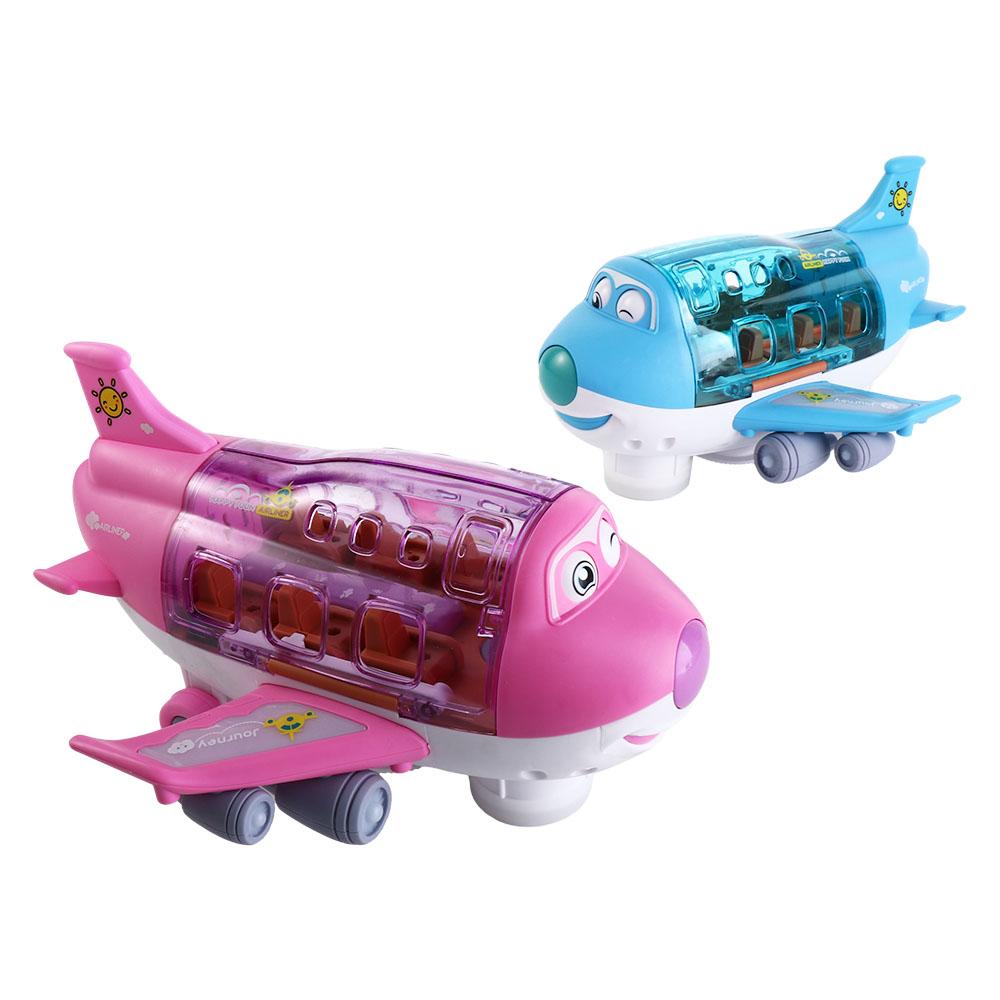 Plastic LED Lights Music Airplane Toys Blue/Pink Aircraft Toy Aircraft LED Plane Model Kids