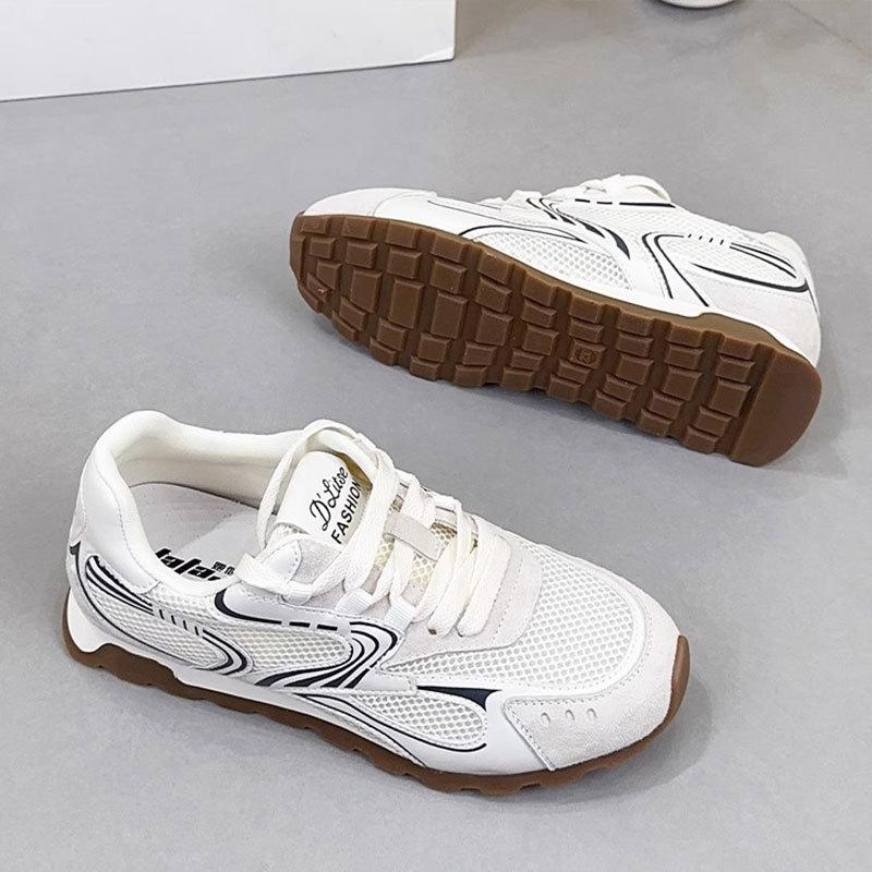 Leather Mesh Flat-soled German Training Shoes Women's 2025 Summer New Breathable Casual Women's Shoes Flat-soled Forrest Gump Sports Shoes