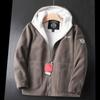 Mens Fleece Hooded Jacket Winter Warm Thickened Loose Casual Outerwear Outdoor Daily Wear