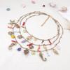 Leisure vacation ocean wind alloy seahorse conch starfish imitation pearl various pendants three-layer stacked necklace