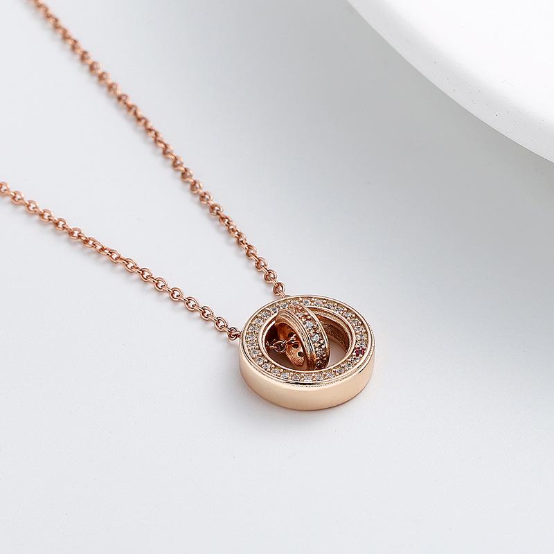 Double Ring Guardian Star Necklace for Women's Exquisite Versatile Ins Small and High Sense Transport Beads