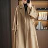 Women's Extra Long Double-Sided 100% Wool Coat with Belt for Autumn and Winter