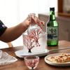Elegant Japanese Flower Glass Sake Bottle Set Includes 1 Carafe And 4 Matching Cups with 1 Tank For Traditional Drinking