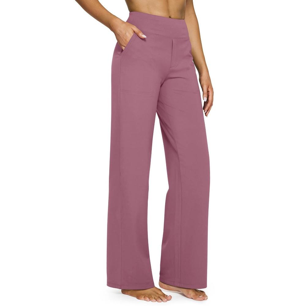 Pantaloni Casual a Vita Alta Gamba Dritta Tasche Ampie Pantaloni Yoga Donna Vestibilità Rilassata Pantaloni Sportivi