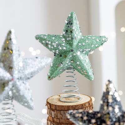 1PC Sparkling Star Tree Topper Holiday Tree Topper Adhesive Glitter Star Decor Foam Glitter Star Ornament