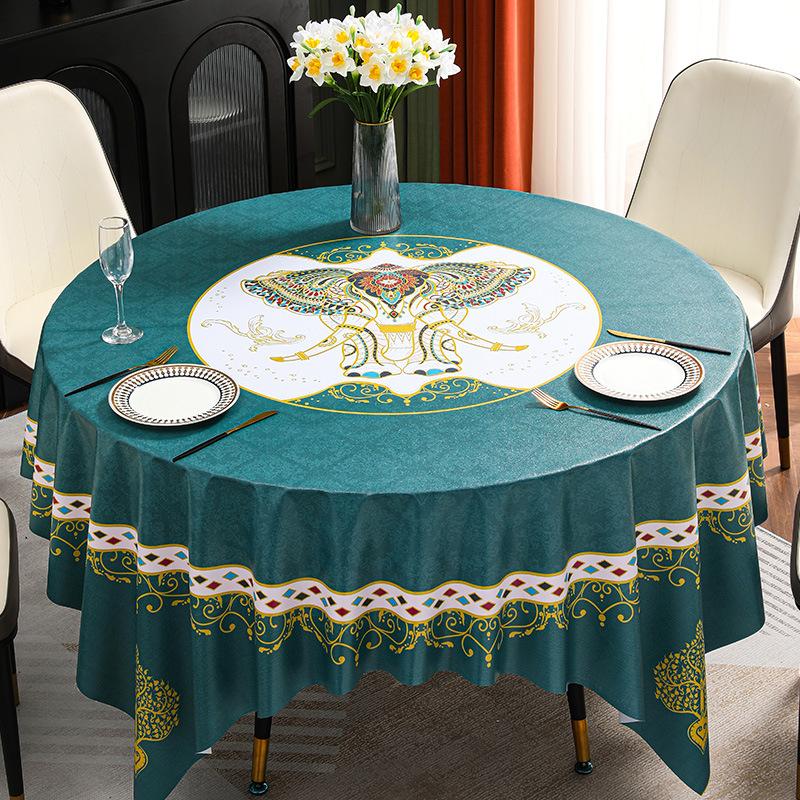 Light Luxury Simple 180Cm Large Round Tablecloth Waterproof, Oil-Proof And Anti-Scalding Pvc Dining Table Mat Hand-Painted Tablecloth