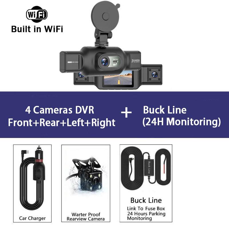 4-Channel 360 Degree Dash Cam For Cars WIFI APP Car DVR FHD 1920*1080P 4 Camera Lens Video Driver Recorder Rear View Camera
