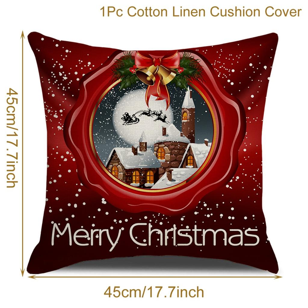 Christmas Cushion Cover Merry Christmas Home Decoration Santa Pillowcase Ornament Navidad 2023 Happy New Year 2024