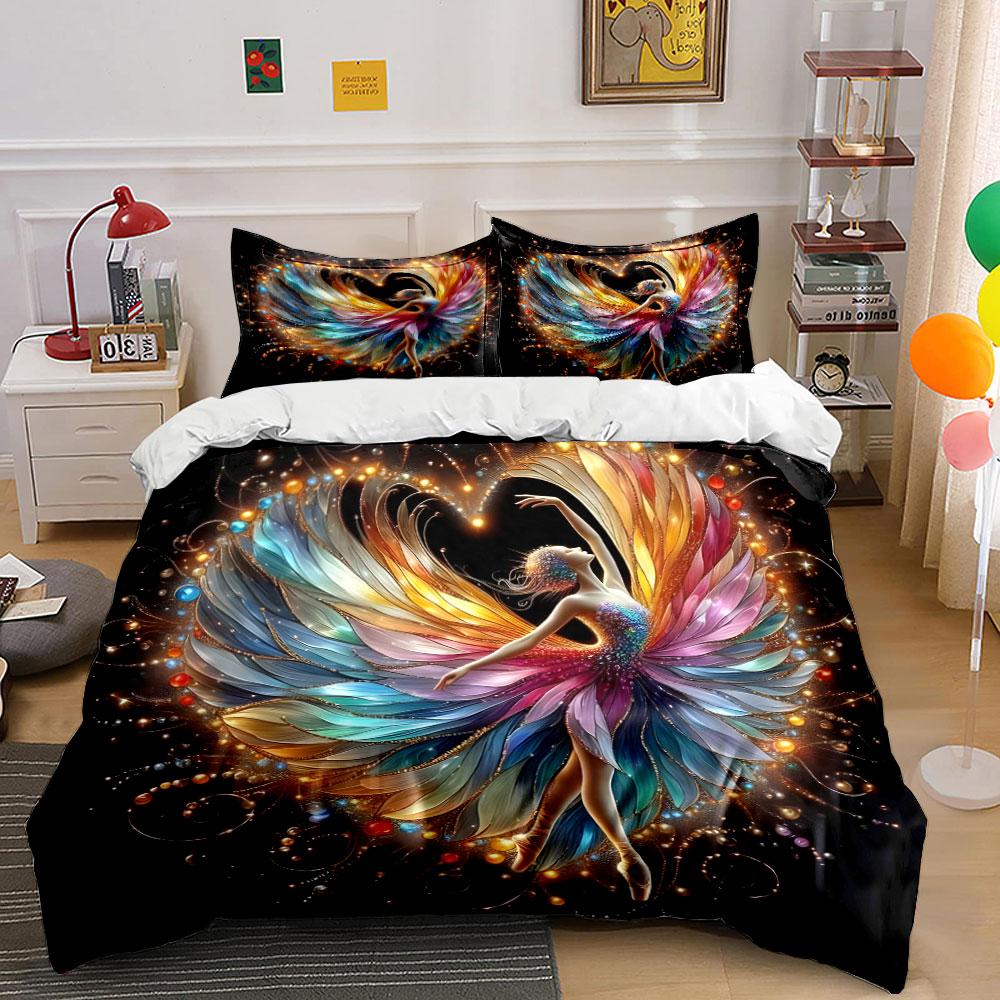 "Elegant Dance-Inspired Decorative Set" kid's and adults' bedroom decor, Exquisite three-piece bedding set gift
