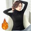 Turtleneck Thin Velvet Base Shirt for Women Long Sleeve Solid Color Korean Version Women's Clothing Warm Slim Fit Sleek T-shirt for Women