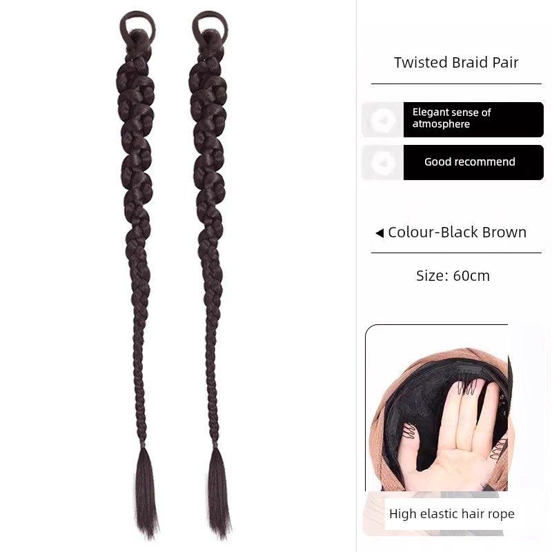 

Поддельная коса Новый китайский стиль Боковой хвост Узор «коса» Длинная коса Искусственная скрученная коса Женский национальный стиль Плетеная коса Зажим для парика New Chinese Twisted Braid [Brown Black] 2 Pack
