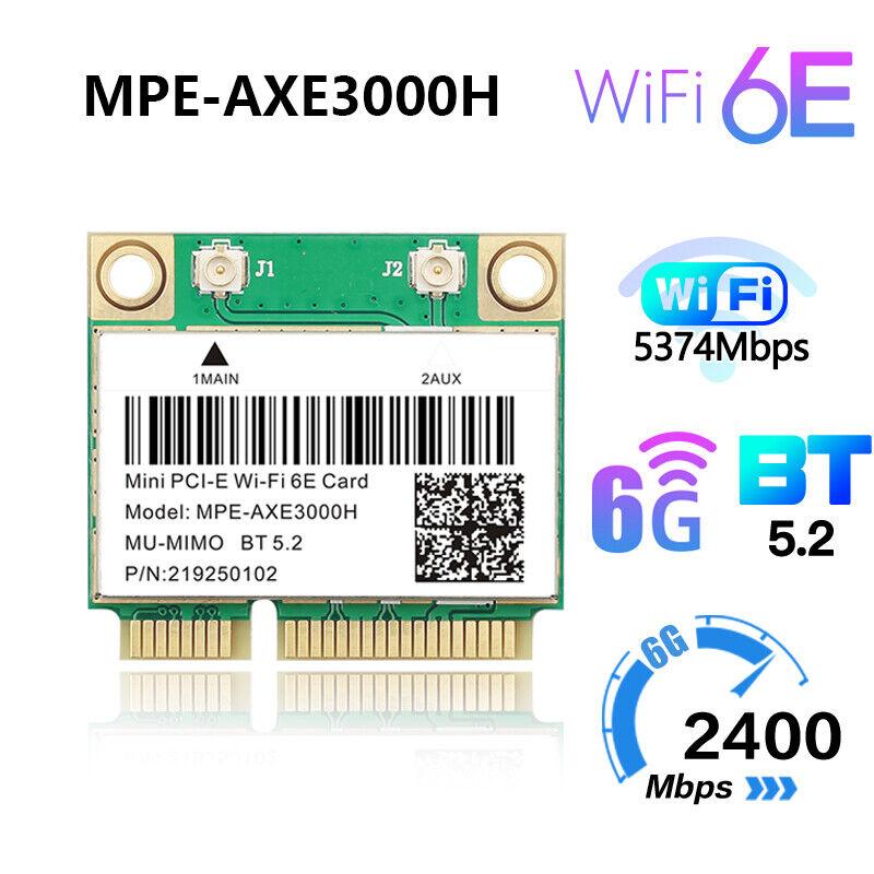 Mini PCI-E WiFi 6E Card MPE-AXE3000H - Tri-Band 802.11AX, BT5.2 Wireless Adapter for PC