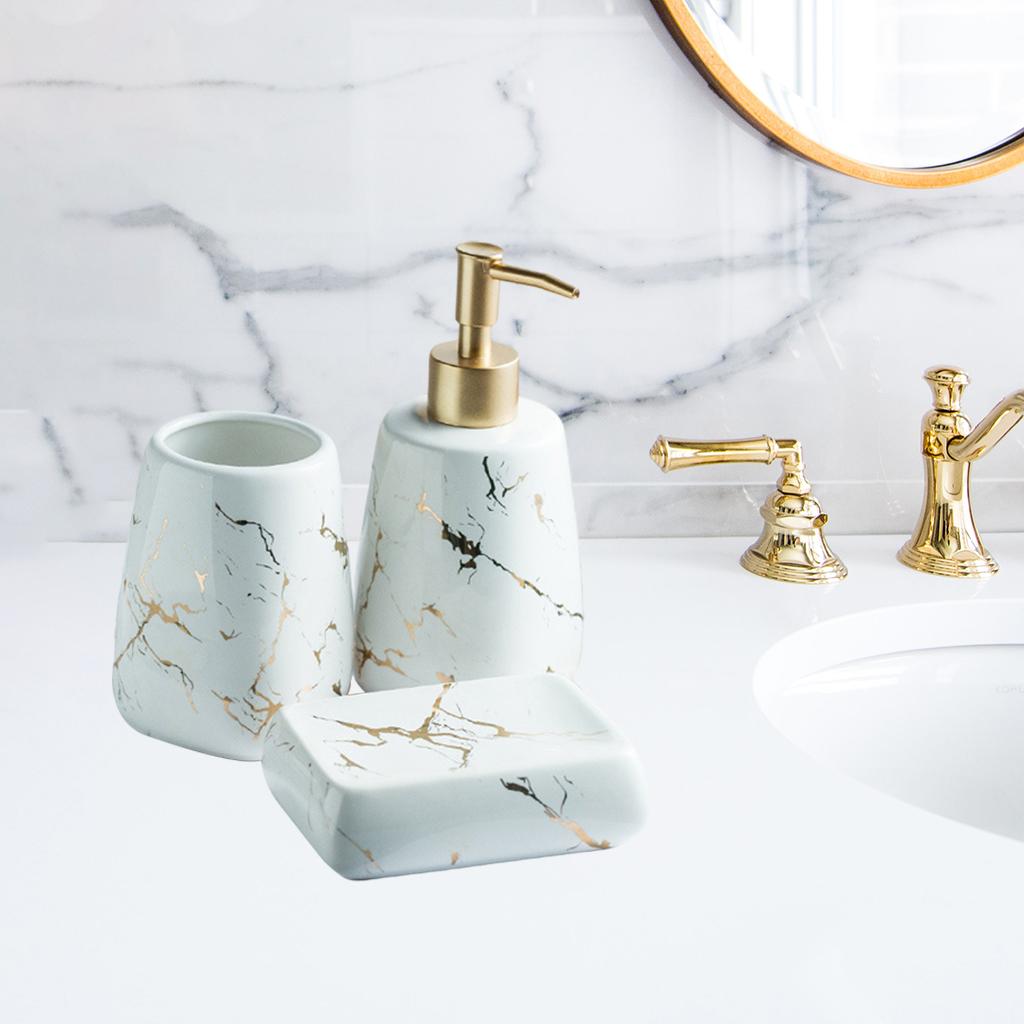 Набор Аксессуаров для Ванной Комнаты КЕРАМИЧЕСКИЙ Дозатор Стакан Белый