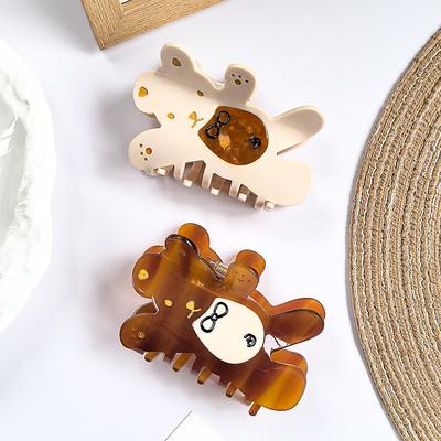 1pc \Little Bear Grab Clip Cartoon Cute Girl Accessories Daily Dressing Sweet Back of Head Shark Clip Medium Hair Grab