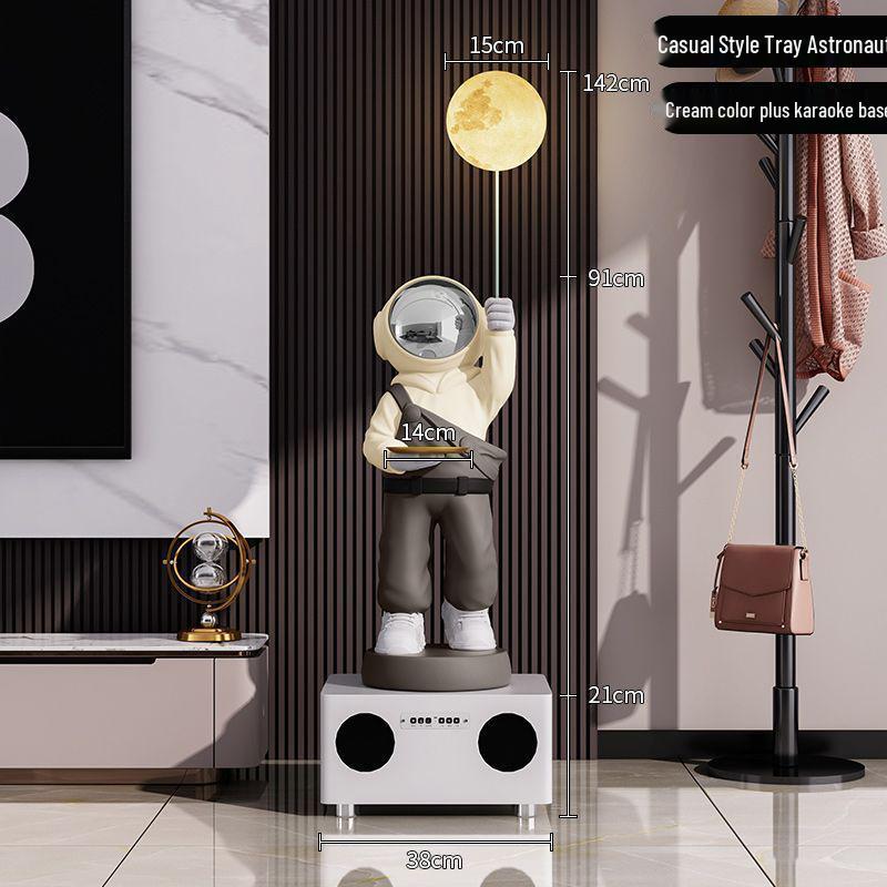 Large Astronaut Figurine with Starry Sky Light – Floor-Standing Decoration for Living Room or TV Cabinet, Perfect Housewarming Gift.