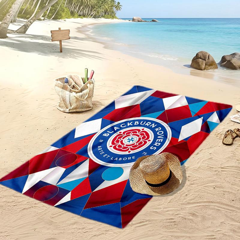 Blackburn Rovers Fußball Print Strandtuch, Großes Weiches Schnelltrocknendes Handtuch für Strand Camping Schwimmen