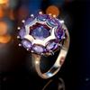 Charm Female Purple Zircon Stone Oval Engagement Ring Vintage Yellow Gold Color Wedding Jewelry For Women