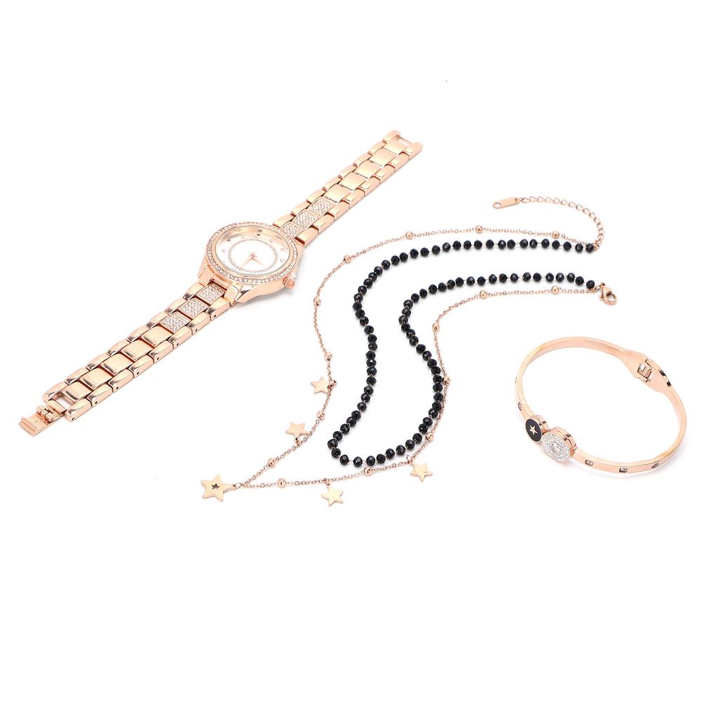 Women Jewelry Set Watch Bracelet Necklace Wife Girlfriend Anniversary Birthday Gift Rose Gold