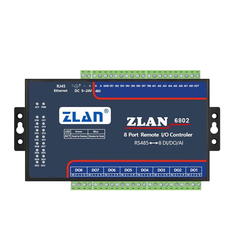 

ZLAN 6802 8-Channel AI/DI/DO Remote I/O Controller