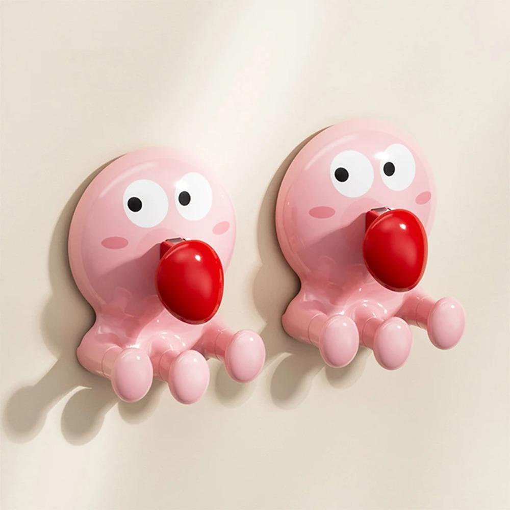 

2/3pcs Traceless Octopus Suction Cup Hooks Cartoon Hanging Hanger Towel Storage Hooks Bathroom 2Pcs-Black