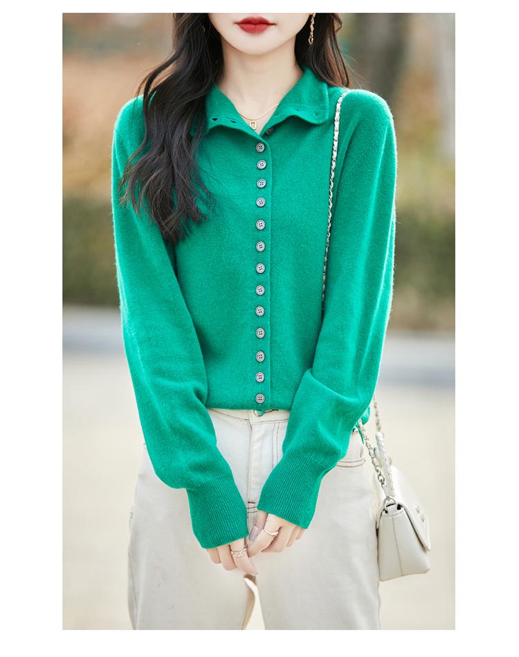 Women's Petite Loose Wool Sweater Knitwear with Half-High Collar - 2026 Autumn/Winter Collection