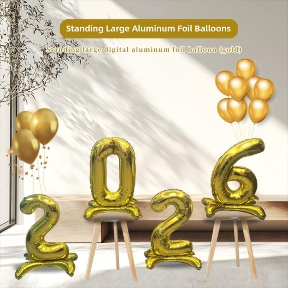 Standing 2026 Number Foil Balloons 32in Navidad 2026 Stand 2026 Balloon New Year Party Supplies Christmas Decorations Birthday