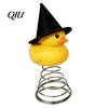 Yellow Duck Christmas Ornament Halloween Tree Topper, Small Witch Topper with Vivid Metal Spring Base for Gothic Home Decor, Holiday Party Supplies
