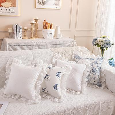 Rustikales Rüschenkissen im skandinavischen Stil für Schlafzimmer, Nachttisch, Wohnzimmer, Sofa, wasserdichte Baumwollstickerei, Blumen-Kissen-Sets